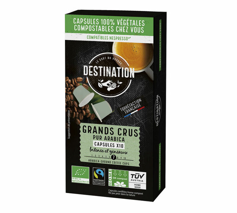 10 Nespresso* Original Compostable Compatible Capsules Grands Crus Organic &ndash; DESTINATION image number 0