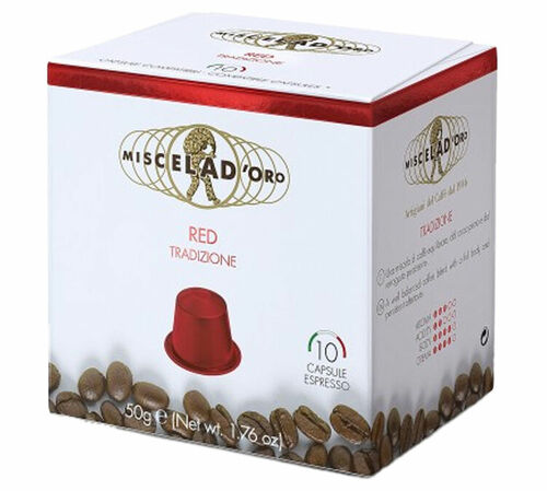 10 Nespresso* Original Compatible Capsules Red Tradizione &ndash; MISCELA D'ORO