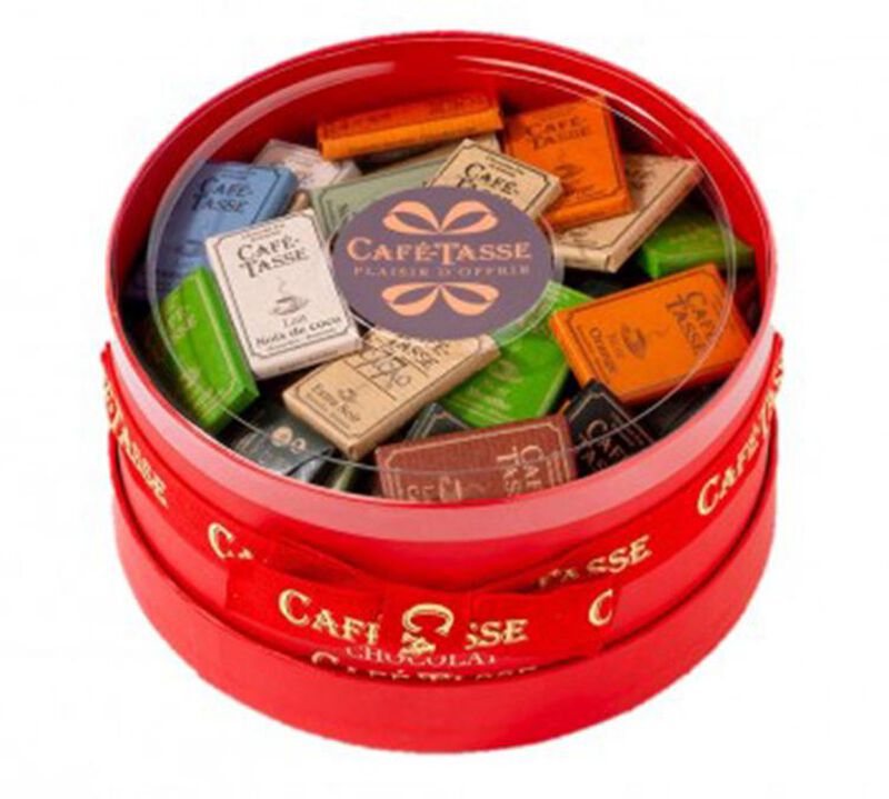 Caf&eacute;-Tasse Red Hat Box 100 Assorted Mini Chocolate Bars image number 0