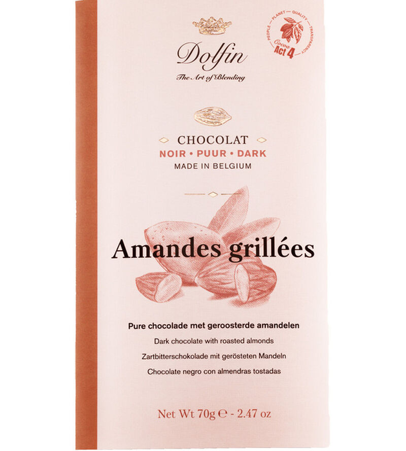 Dolfin Dark Chocolate Bar with Roasted Almonds - 70g image number 0