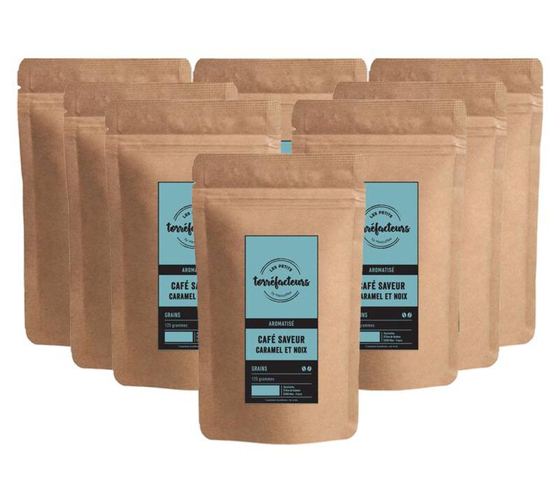 Les Petits Torr&eacute;facteurs - Caramel & Walnut flavoured coffee beans - 1kg (8x125g) image number 0