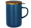 OGO Living Blue stoneware large tea infusing mug with wooden lid - 475ml image number 0