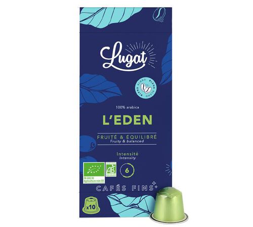 10 Nespresso* Original Compatible Capsules Eden Roast Organic &ndash; Lugat