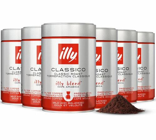 Illy Classico Ground Coffee (for drip filter coffee) - 6 x 250g tin