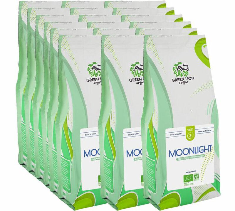 Green Lion Coffee - Caff&egrave; in grani bio decaffeinato  - Uso professionale - Moonlight - 18 x 250 g image number 0