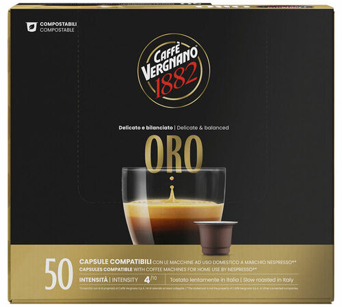50 Nespresso* Original Compatible Capsules Espresso Oro &ndash; CAFFE VERGNANO
