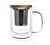Double-wall glass mug with tea infuser - 39cl - OGO Living image