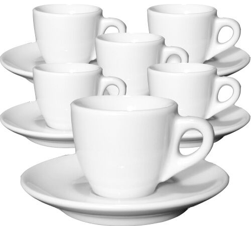 Ancap - 6 tazzine da caff&egrave; in porcellana con piattini - Palermo 5,5 cl