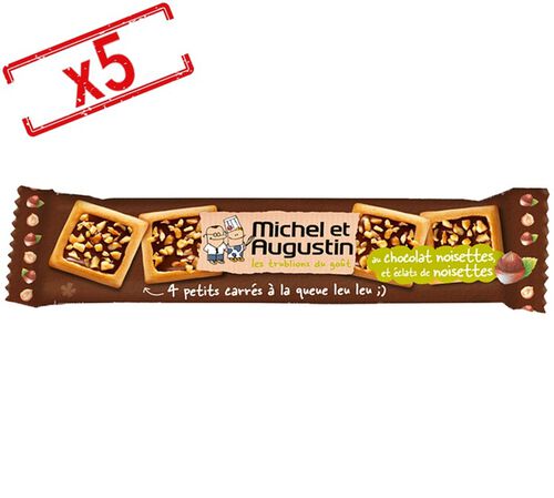 Michel et Augustin Milk Chocolate & Hazelnut Square Bars - Pack of 5