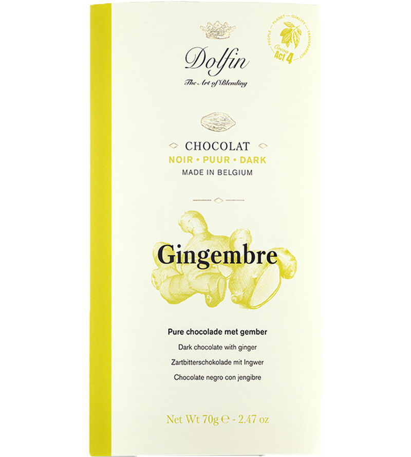 Dolfin Dark Chocolate Bar with Ginger - 70g image number 0