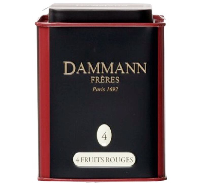 Dammann Fr&egrave;res N&deg;4: 4 Fruits Rouges flavoured black tea - 100g tin of loose leaf tea image number 0