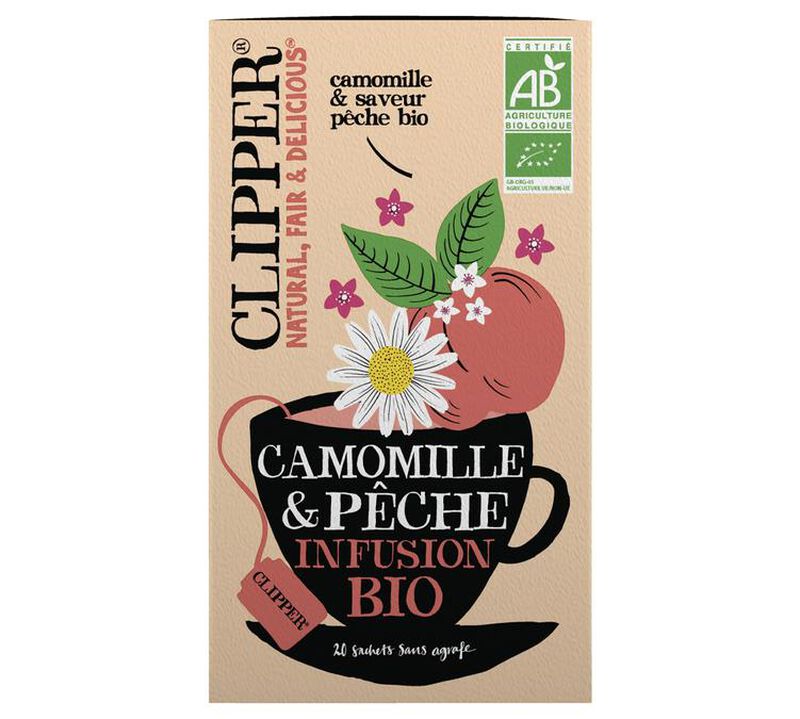 Clipper Organic Herbal Tea Peach & Chamomile x 20 Tea Bags image number 0