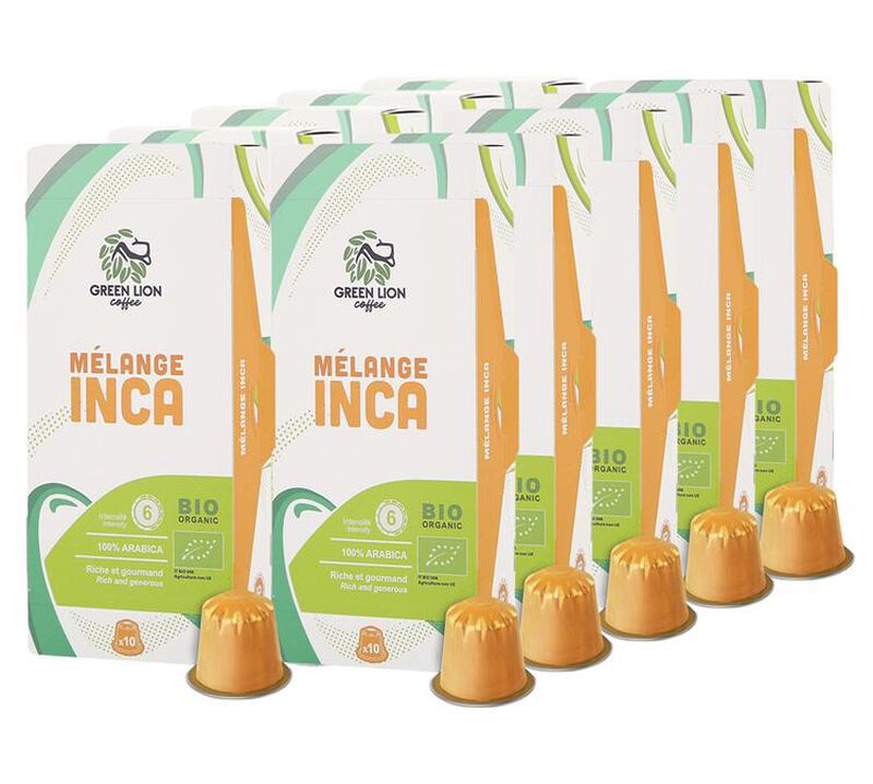 100 capsule compatibili Nespresso* Original Le M&eacute;lange Inca Bio &ndash; Green Lion Coffee image number 0