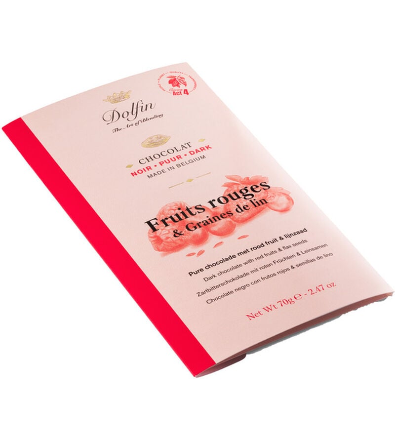 Dolfin Dark Chocolate Bar with Red Berries & Flax Seeds - 70g image number 1
