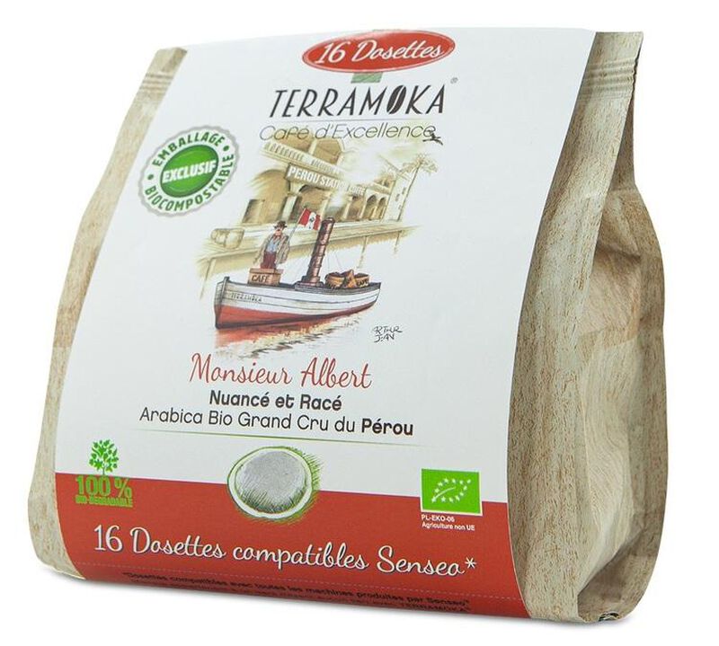 Terramoka Monsieur Albert Senseo Organic Coffee Pods x 16 Senseo pods image number 0