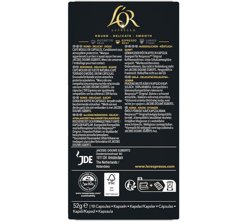 10 Nespresso* Original Compatible Capsules Biondo &ndash; L'OR ESPRESSO image number 1