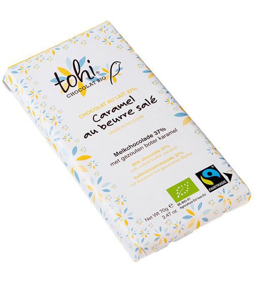 Tohi 38% Organic Milk Chocolate Bar with Salted Butter Caramel - 70g