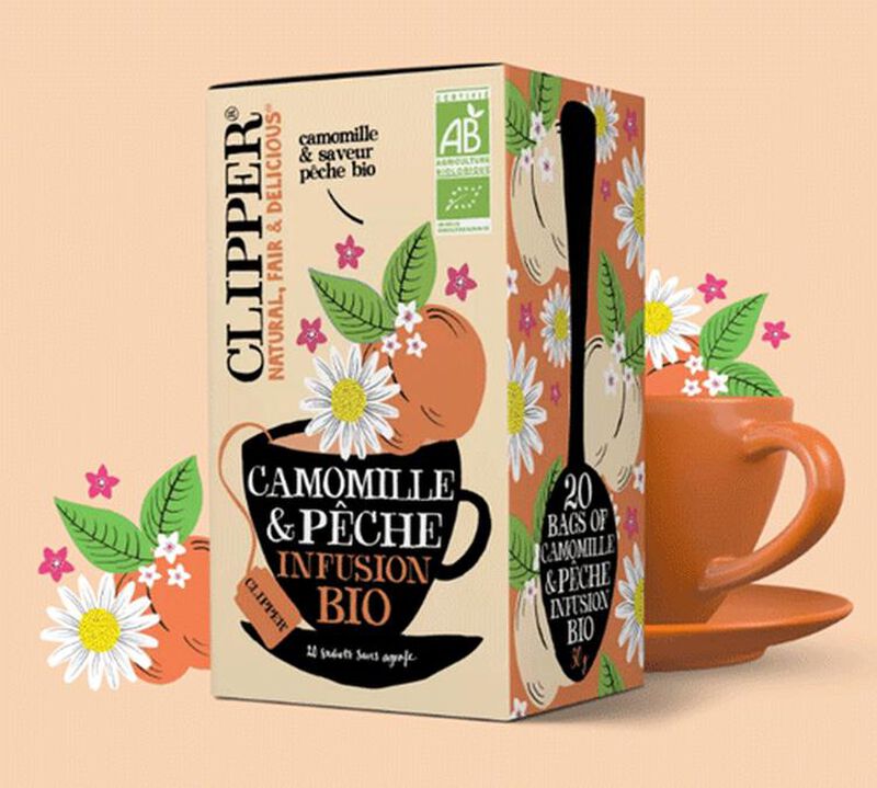 Clipper Organic Herbal Tea Peach & Chamomile x 20 Tea Bags image number 1