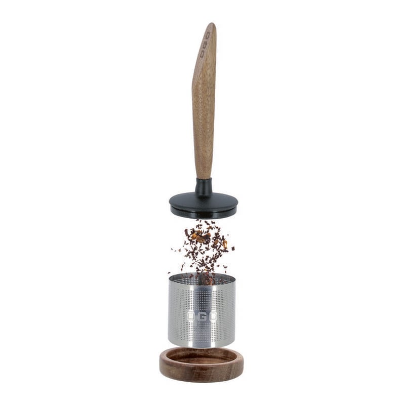 OGO Living tea infuser with acacia wood handle & stand image number 1