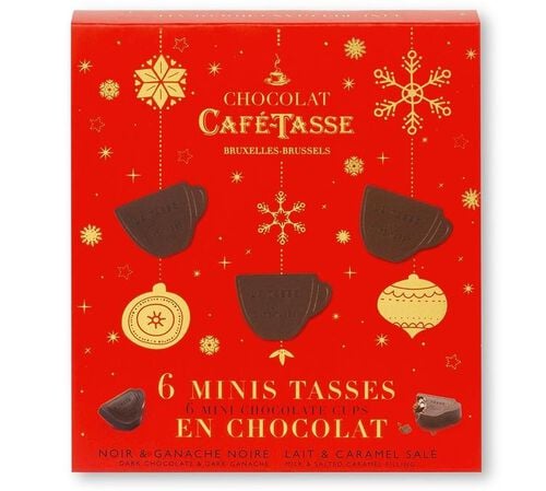 Caf&eacute; Tasse Christmas Gift Box of 6 Chocolate Cups - 60g
