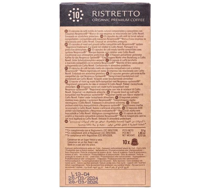 10 Nespresso* Original Compatible Capsules Organic Ristretto &ndash; NOVELL image number 2