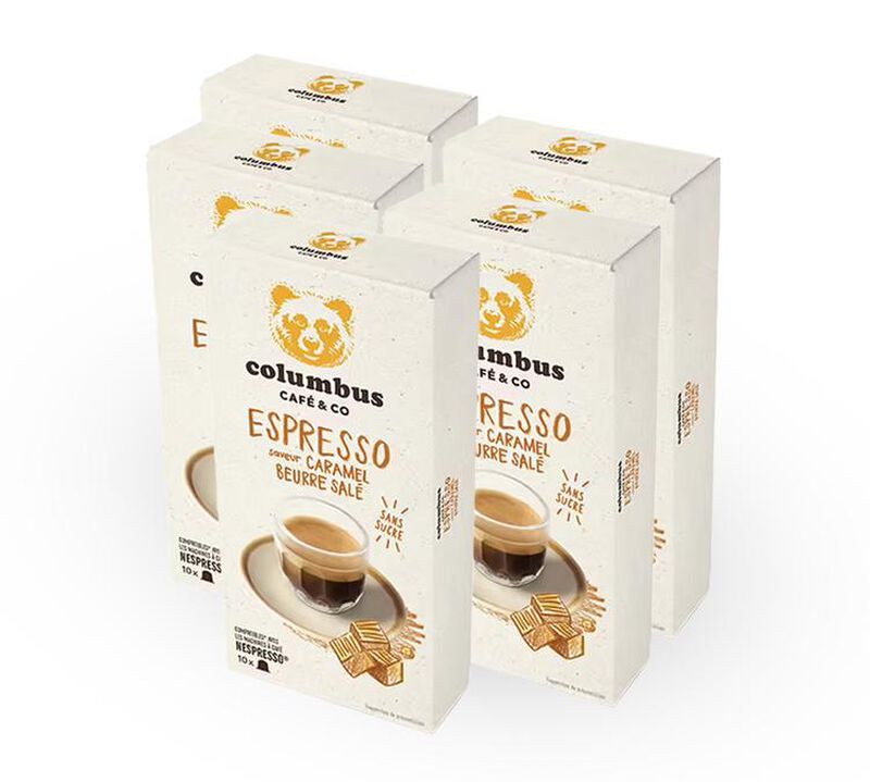 Columbus Caf&eacute; & Co - Salted Butter Caramel-flavoured espresso Nespresso* Original compatible pods x 50 image number 0