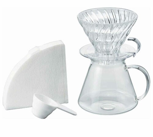 Hario V60 Kit with Dripper, Carafe, Paper Filter and Measuring Spoon