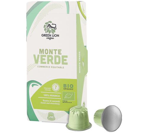 Green Lion Nespresso* Original Compatible Capsules Organic Monte Verde x 10