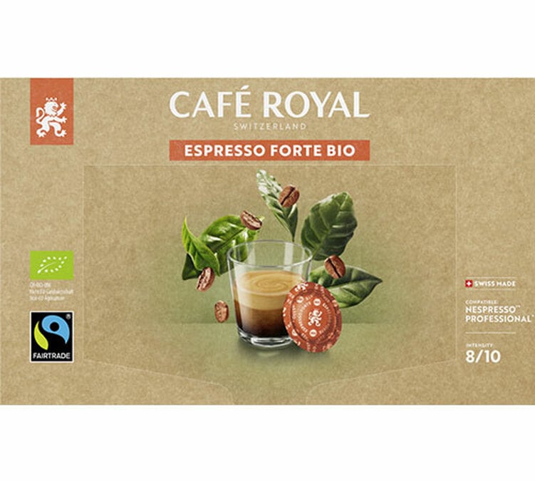 Nespresso pro compatible capsules espresso forte organic caf&eacute; royal