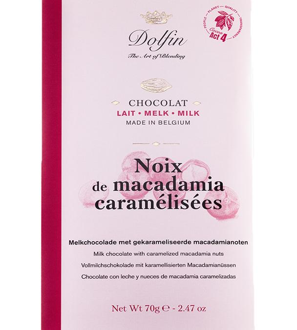 Dolfin Milk Chocolate Bar with Caramelised Macadamia Nuts