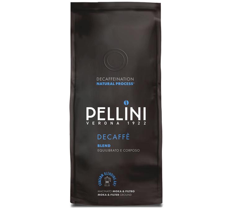 pack Pellini decaffeinated ground coffee 185g for filter or moka