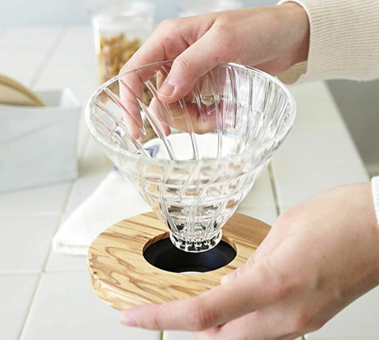 HARIO V60 Dripper VDG-02 in Glass and Wood